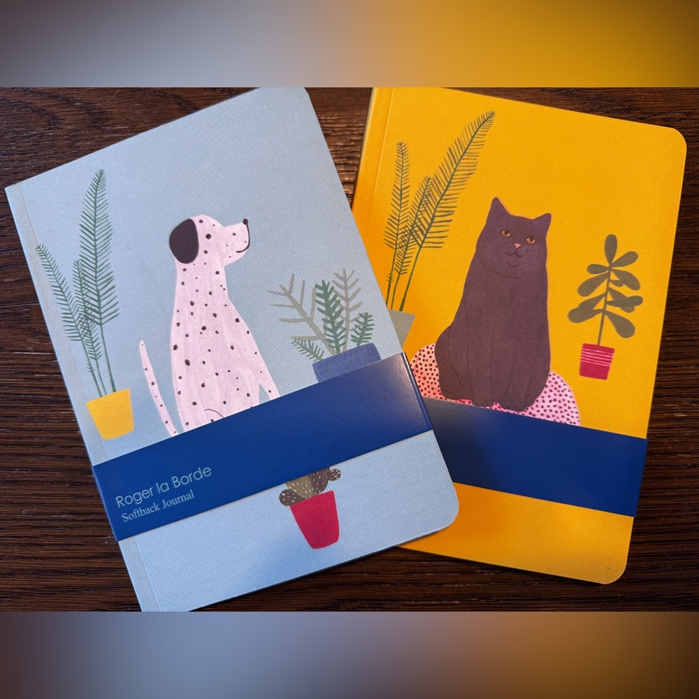 Set of Dog and Cat A5 Journals 128 lined and unlined pages - great gift